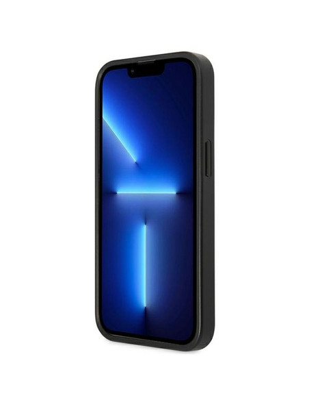 Véritable GUESS Case GUHCP13LPSATPK pour iPhone 13 PRO (Saffiano Double Card Triangle / Black)