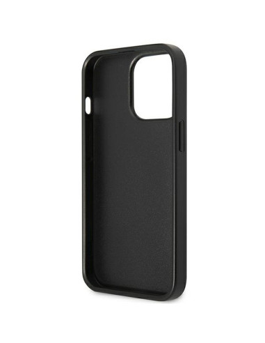 Véritable GUESS Case GUHCP13LPSATPK pour iPhone 13 PRO (Saffiano Double Card Triangle / Black)