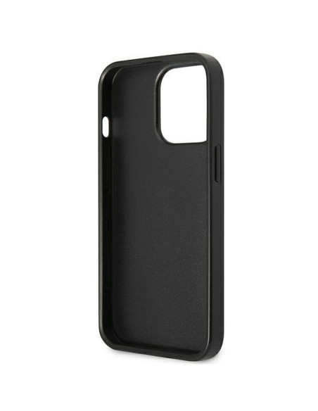 Véritable GUESS Case GUHCP13LPSATPK pour iPhone 13 PRO (Saffiano Double Card Triangle / Black)