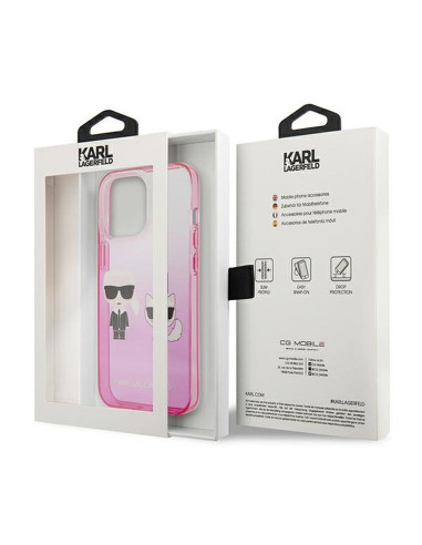 Véritable KARL LAGERFELD Case KLHCP13LTGKCP pour iPhone 13 PRO (K Choupette Centered / Pink)