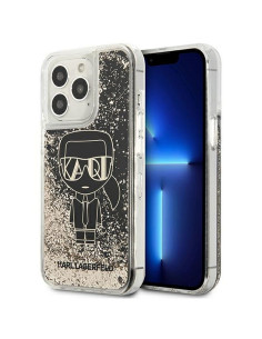 Véritable KARL LAGERFELD Case KLHCP13LLGGKBK pour iPhone 13 PRO (Liquid Glitter Gatsby Ikonik / noir)