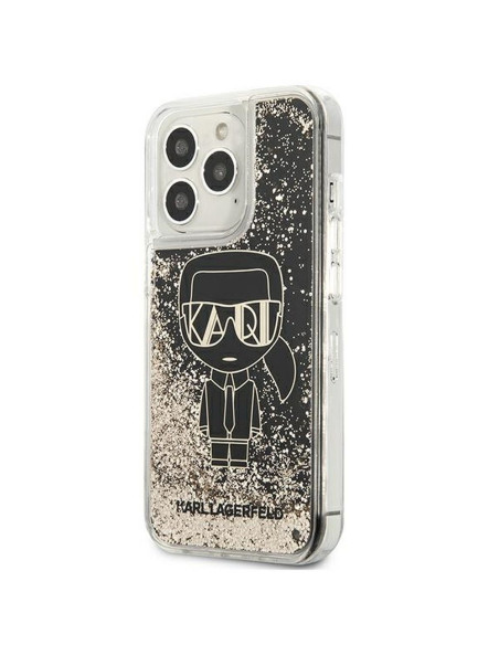 Véritable KARL LAGERFELD Case KLHCP13LLGGKBK pour iPhone 13 PRO (Liquid Glitter Gatsby Ikonik / noir)