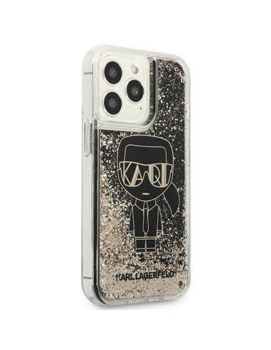Véritable KARL LAGERFELD Case KLHCP13LLGGKBK pour iPhone 13 PRO (Liquid Glitter Gatsby Ikonik / noir)