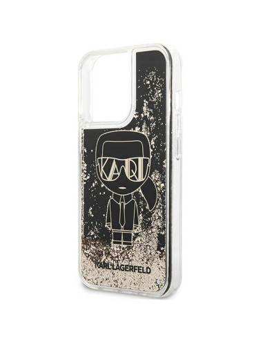 Véritable KARL LAGERFELD Case KLHCP13LLGGKBK pour iPhone 13 PRO (Liquid Glitter Gatsby Ikonik / noir)
