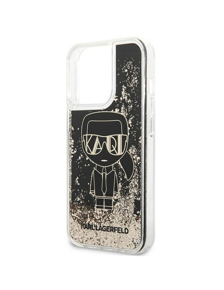 Véritable KARL LAGERFELD Case KLHCP13LLGGKBK pour iPhone 13 PRO (Liquid Glitter Gatsby Ikonik / noir)