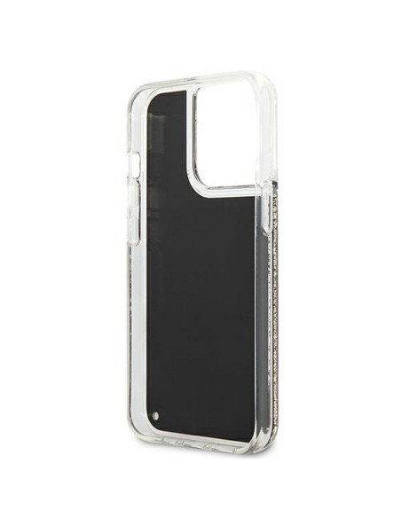 Véritable KARL LAGERFELD Case KLHCP13LLGGKBK pour iPhone 13 PRO (Liquid Glitter Gatsby Ikonik / noir)