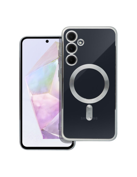 ELECTRO MAG COVER Coque compatible avec MagSafe pour SAMSUNG A35 argenté