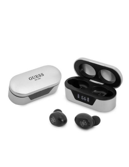 Bluetooth Earphones Stereo TWS GUESS Digital BT5 Classic with docking station / grey (GUTWST31EG)