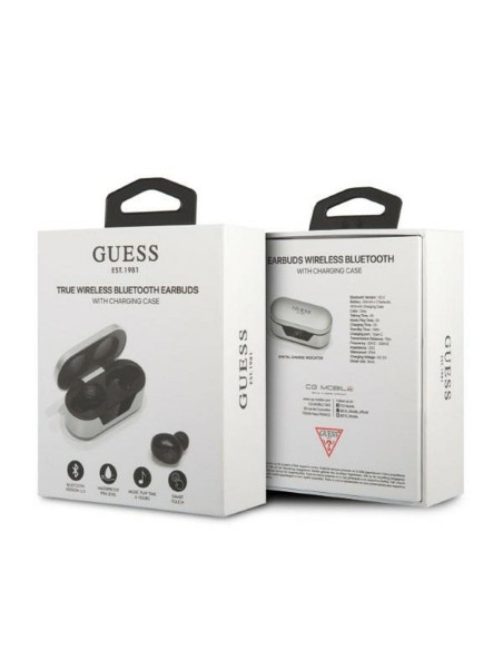 Bluetooth Earphones Stereo TWS GUESS Digital BT5 Classic with docking station / grey (GUTWST31EG)