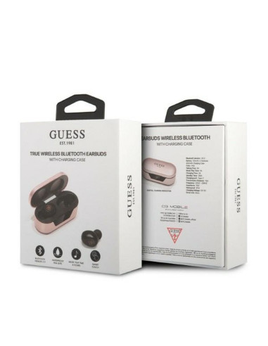 Bluetooth Earphones Stereo TWS GUESS Digital BT5 Classic with docking station / pink (GUTWST31EP)