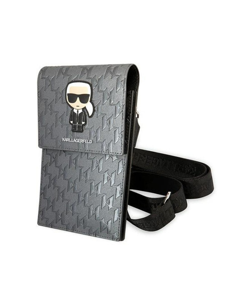 Karl Lagerfeld KLWBSAMIPG (Monogram Iconic Path / argent) sacoche universelle pour téléphone portable