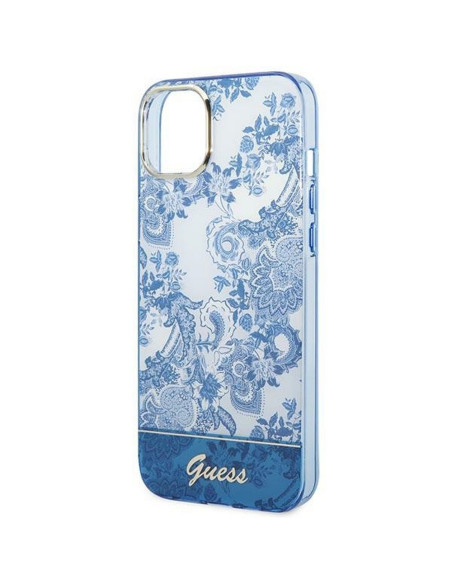 Véritable GUESS Case GUHCP14MHGPLHB pour iPhone 14 PLUS (IML Electro Cam TDJ / bleu)