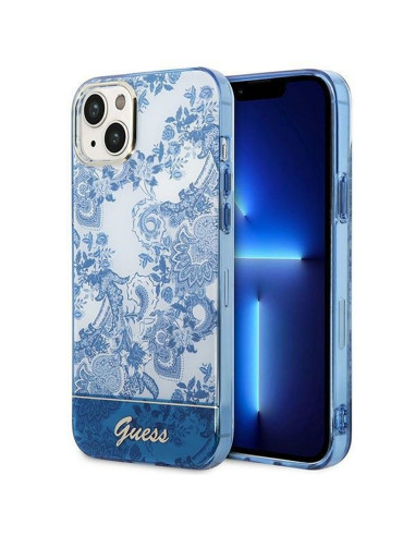 Véritable GUESS Case GUHCP14MHGPLHB pour iPhone 14 PLUS (IML Electro Cam TDJ / bleu)