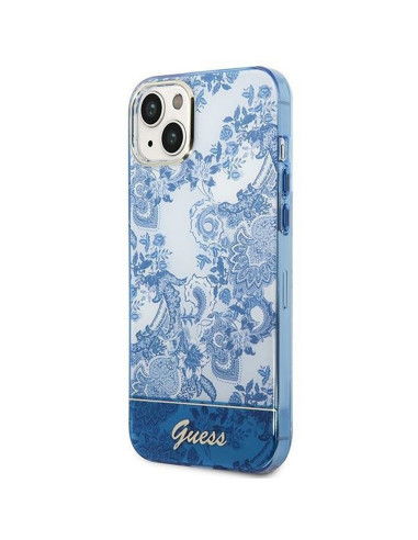 Véritable GUESS Case GUHCP14MHGPLHB pour iPhone 14 PLUS (IML Electro Cam TDJ / bleu)