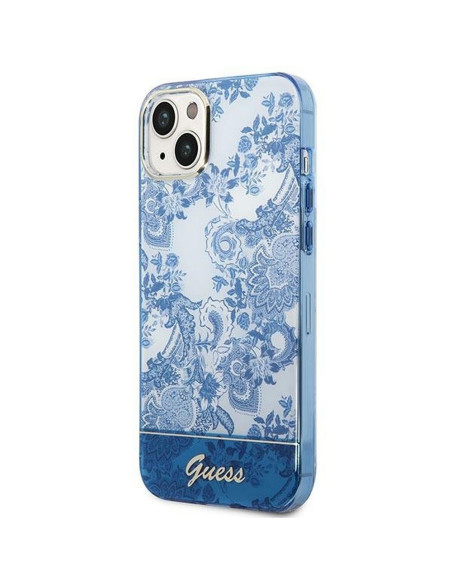 Véritable GUESS Case GUHCP14MHGPLHB pour iPhone 14 PLUS (IML Electro Cam TDJ / bleu)