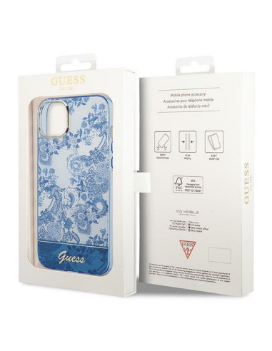 Véritable GUESS Case GUHCP14MHGPLHB pour iPhone 14 PLUS (IML Electro Cam TDJ / bleu)