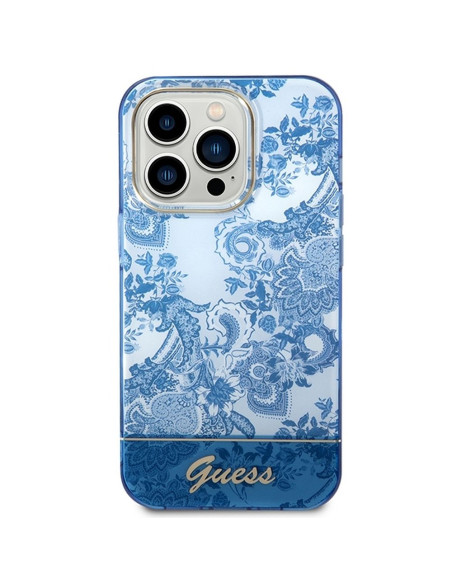 Véritable GUESS Case GUHCP14LHGPLHB pour iPhone 14 PRO (IML Electro Cam TDJ / bleu)