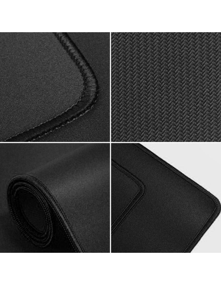 Tapis de souris et de clavier de jeu 1200 x 600 x 2 mm noir avec ourlet