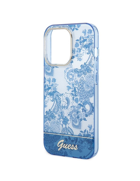 Véritable GUESS Case GUHCP14LHGPLHB pour iPhone 14 PRO (IML Electro Cam TDJ / bleu)