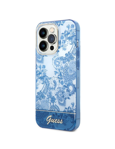 Véritable GUESS Case GUHCP14LHGPLHB pour iPhone 14 PRO (IML Electro Cam TDJ / bleu)