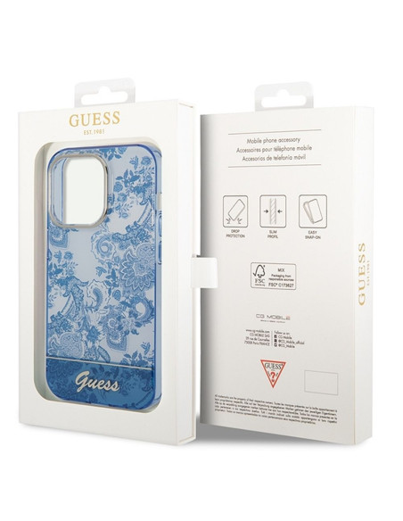Véritable GUESS Case GUHCP14LHGPLHB pour iPhone 14 PRO (IML Electro Cam TDJ / bleu)