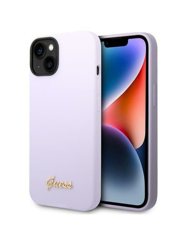 Coque GUESS pour IPHONE 13 / 14 / 15 GUHCP14SSLSMU (Silicone Vintage Gold Logo) violet