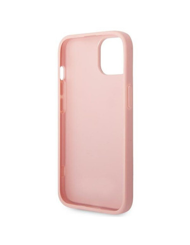 Véritable GUESS Case GUHCP14MHGGSHP pour iPhone 14 PLUS (Glitter Flakes Script Metal Logo / pink)