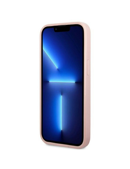Véritable GUESS Case GUHCP14LHGGSHP pour iPhone 14 PRO (Glitter Flakes Script Metal Logo / Pink)