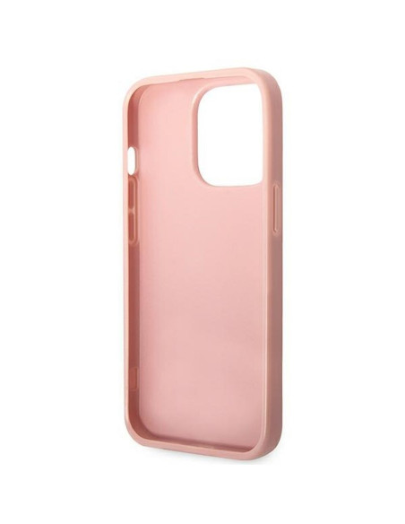 GUESS case for IPHONE 14 Pro Max GUHCP14XHGGSHP (Glitter Flakes Script Metal Logo) pink
