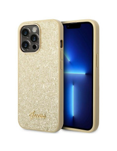 Coque GUESS pour IPHONE 14 Pro GUHCP14LHGGSHD (Glitter Flakes Script Metal Logo) or