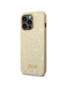 Coque GUESS pour IPHONE 14 Pro GUHCP14LHGGSHD (Glitter Flakes Script Metal Logo) or 2