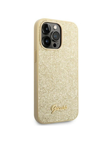 Coque GUESS pour IPHONE 14 Pro GUHCP14LHGGSHD (Glitter Flakes Script Metal Logo) or