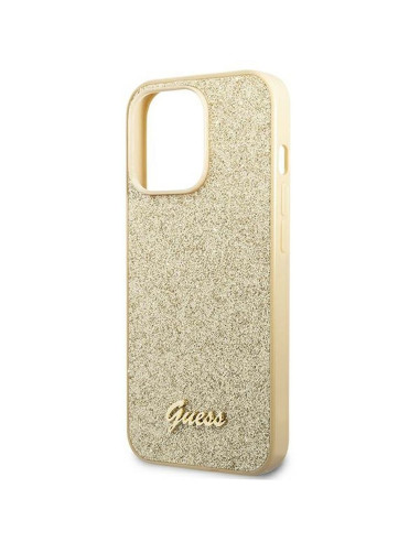 Coque GUESS pour IPHONE 14 Pro GUHCP14LHGGSHD (Glitter Flakes Script Metal Logo) or