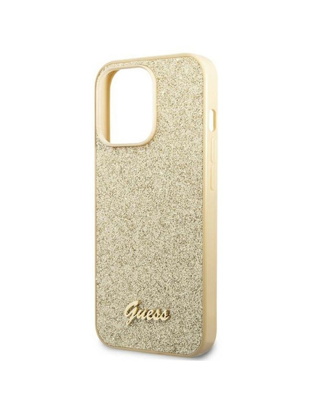 Coque GUESS pour IPHONE 14 Pro GUHCP14LHGGSHD (Glitter Flakes Script Metal Logo) or