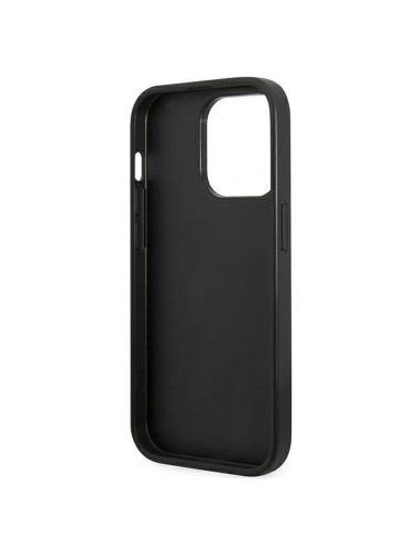 Véritable GUESS Case GUHCP14LHGGSHK pour iPhone 14 PRO (Glitter Flakes Script Metal Logo / Black)