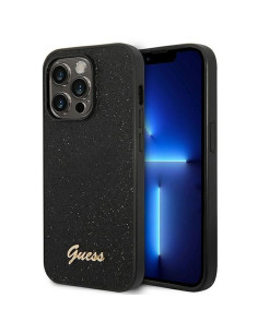 GUESS case for IPHONE 14 Pro Max GUHCP14XHGGSHK (Glitter Flakes Script Metal Logo) black