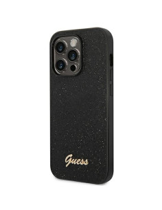 GUESS case for IPHONE 14 Pro Max GUHCP14XHGGSHK (Glitter Flakes Script Metal Logo) black 2