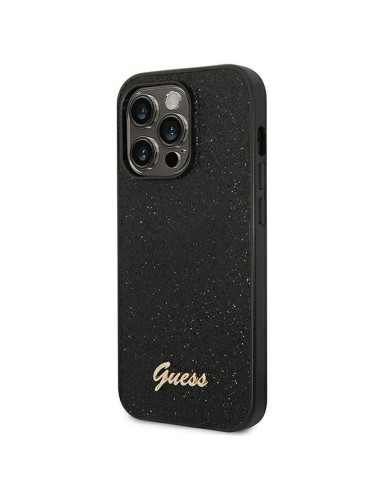GUESS case for IPHONE 14 Pro Max GUHCP14XHGGSHK (Glitter Flakes Script Metal Logo) black