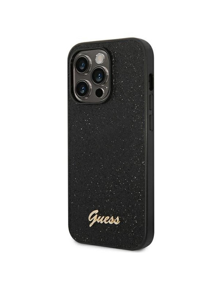 GUESS case for IPHONE 14 Pro Max GUHCP14XHGGSHK (Glitter Flakes Script Metal Logo) black