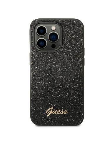 GUESS case for IPHONE 14 Pro Max GUHCP14XHGGSHK (Glitter Flakes Script Metal Logo) black