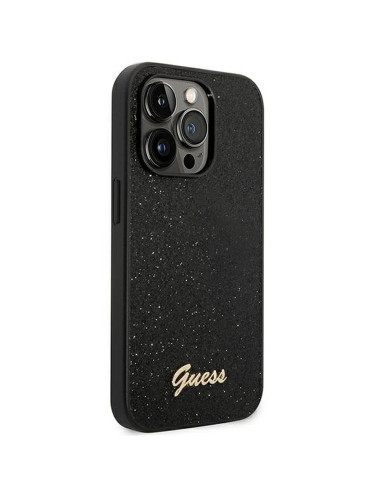 GUESS case for IPHONE 14 Pro Max GUHCP14XHGGSHK (Glitter Flakes Script Metal Logo) black