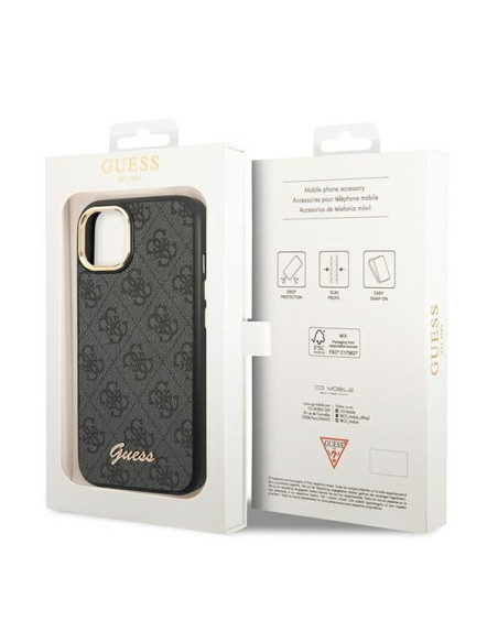 Coque GUESS pour IPHONE 13 / 14 / 15 GUHCP14SHG4SHK (4G Vintage Gold Logo) noir