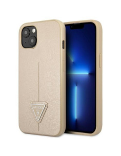 Coque GUESS pour IPHONE 13 / 14 / 15 GUHCP14SPSATLE (SaffianoTriangle Logo) beige