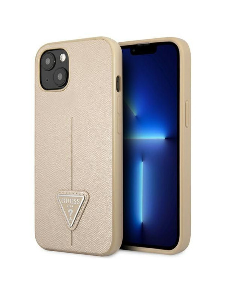 Coque GUESS pour IPHONE 13 / 14 / 15 GUHCP14SPSATLE (SaffianoTriangle Logo) beige
