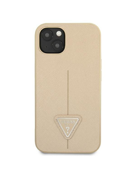 Coque GUESS pour IPHONE 13 / 14 / 15 GUHCP14SPSATLE (SaffianoTriangle Logo) beige