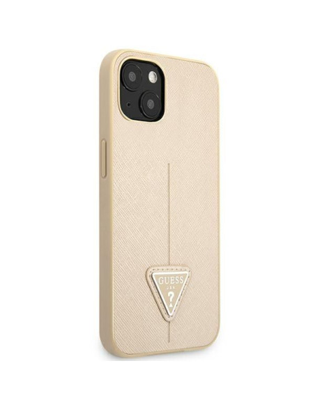 Coque GUESS pour IPHONE 13 / 14 / 15 GUHCP14SPSATLE (SaffianoTriangle Logo) beige