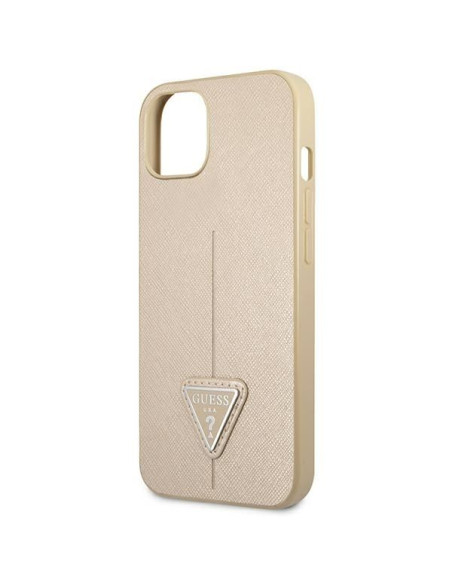 Coque GUESS pour IPHONE 13 / 14 / 15 GUHCP14SPSATLE (SaffianoTriangle Logo) beige
