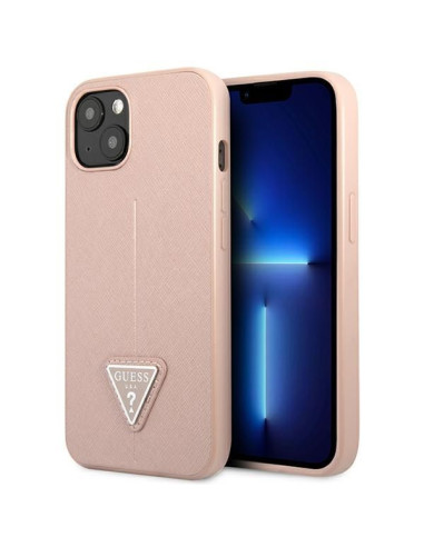 Coque GUESS pour IPHONE 13 / 14 / 15 GUHCP14SPSATLP (SaffianoTriangle Logo) rose