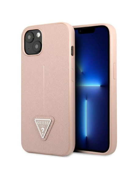 Coque GUESS pour IPHONE 13 / 14 / 15 GUHCP14SPSATLP (SaffianoTriangle Logo) rose
