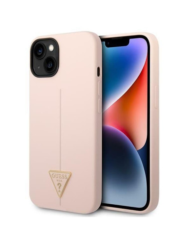Coque GUESS pour IPHONE 13 / 14 / 15 GUHCP14SSLTGP (Triangle en silicone) rose